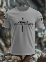 Men's Faith Jesus Saves Print Casual T-Shirt