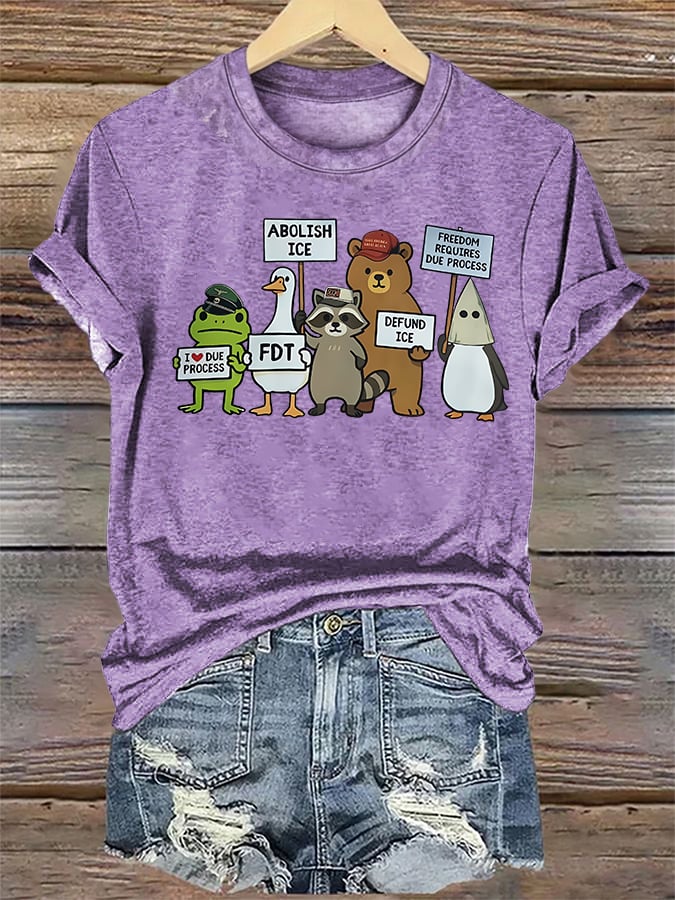 Women's  FDT Cartoon animals printed T-shirt