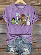 Women's  FDT Cartoon animals printed T-shirt