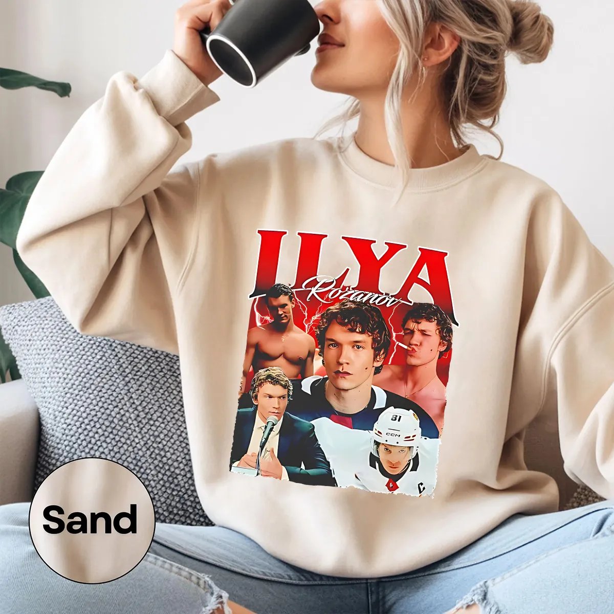 Hockey Romance Print Casual Sweatshirt