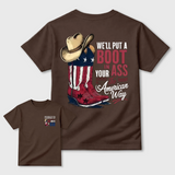 American Cowboy Boots Patriotic Graphic T-Shirt