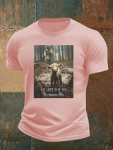 Men's  He Left the 99 to Rescue Me, Jesus and Lost Sheep, Christian T-shirt
