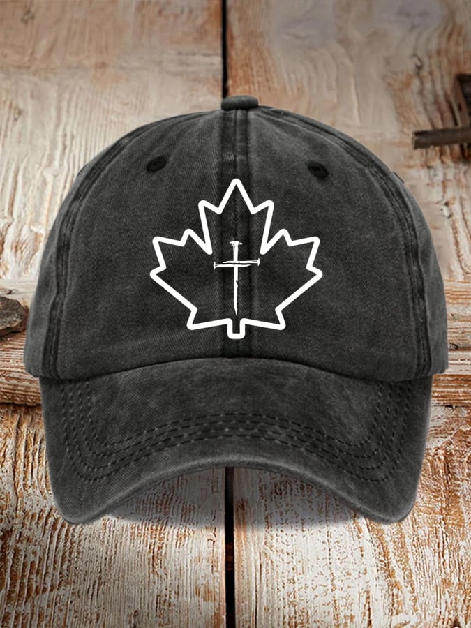 Unisex Leaf Cross Print Baseball Cap