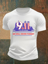 Men's WE WILL NEVER FORGET Print Crew-Neck T-Shirt