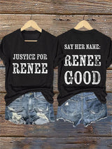 V-Neck Retro Justice For Renee Say Her Name:Renee Nicole Good Print T-Shirt