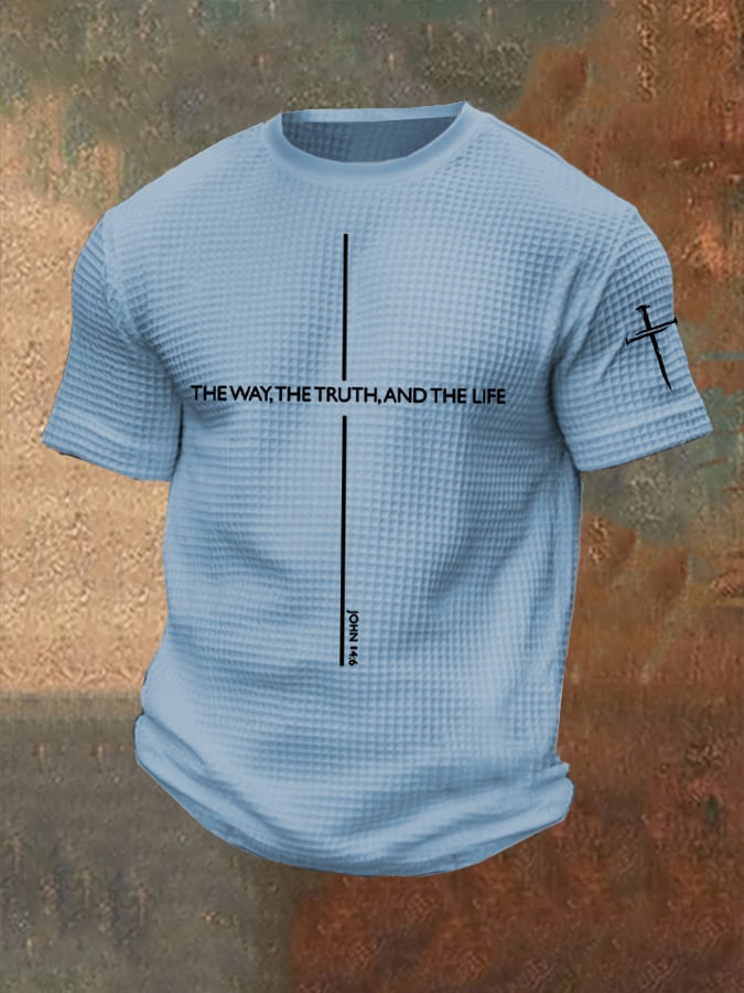 Men's Jesus The Way The Truth The Life Print Casual Waffle T-Shirt