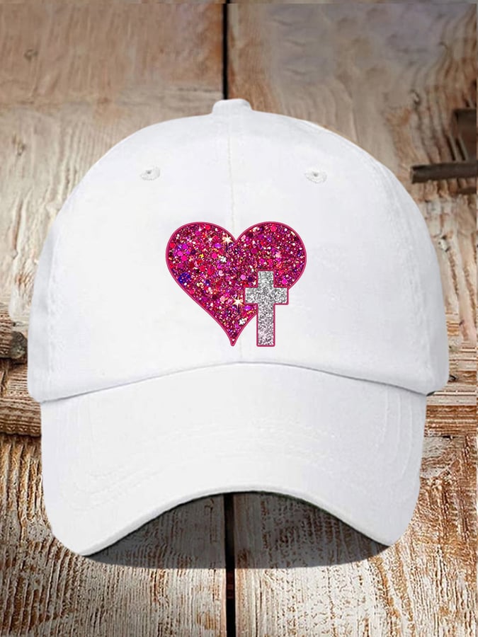 Christmas Faith Love Cross Sequin Print Baseball Cap