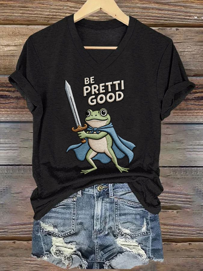Women's casual Be Pretty Good frog T-shirt