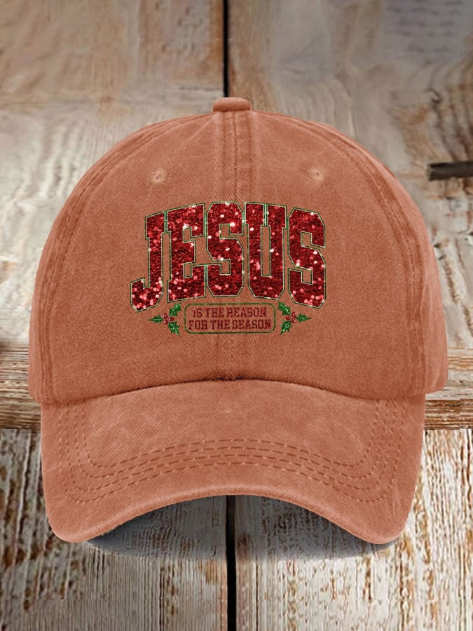 Christmas Jesus Faith Sequin Print Baseball Cap