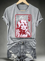 Women's Queen of Hearts Shirt Country Music Graphic Print T-Shirt