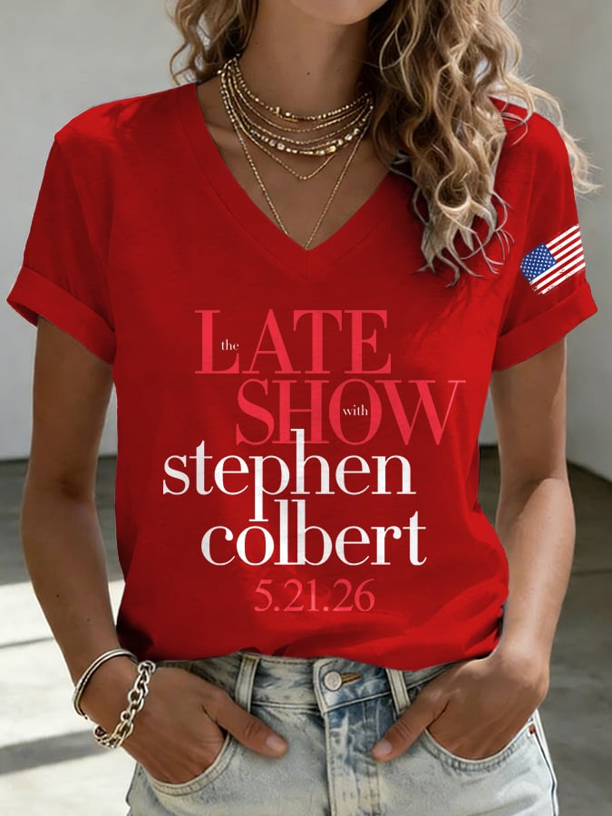🔥Buy 3 Get 15% Off🔥V-Neck Retro Late Show 05.21.2026 Print T-Shirt