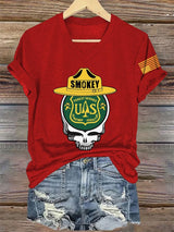 V-Neck Retro Resist Save The Forest Service Print T-Shirt