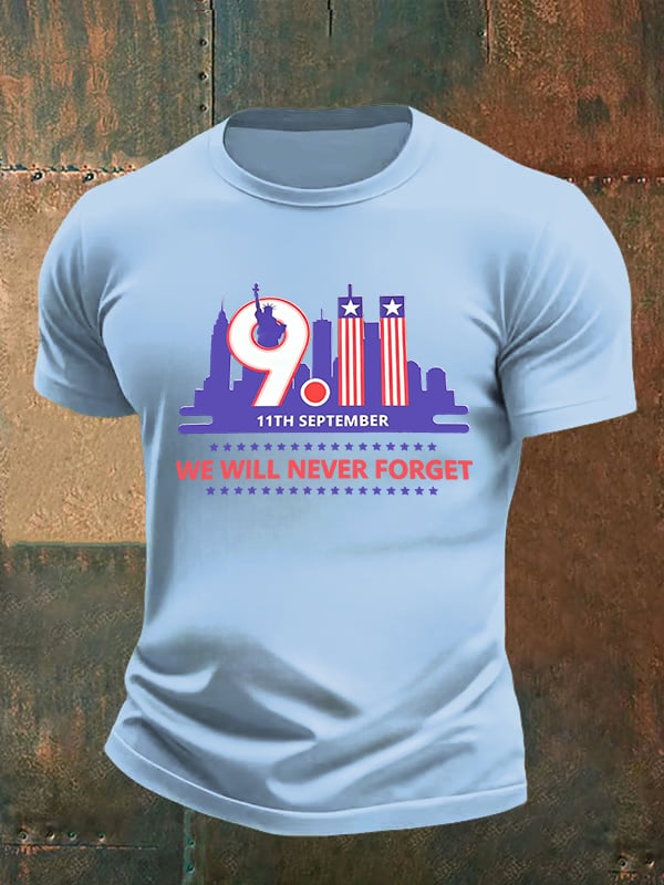 Men's WE WILL NEVER FORGET Print Crew-Neck T-Shirt