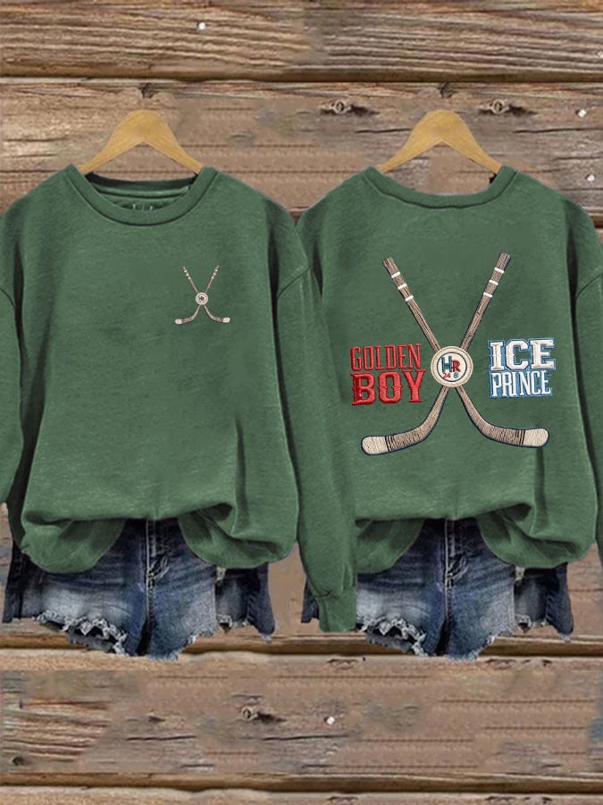Women's Golden Boy and Ice Prince Hockey Sticks Sweatshirt