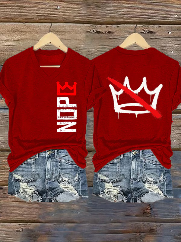 🔥Buy 3 Get 15% Off🔥Women's  Nope, No Kings In America Print T-shirt