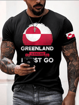 Men's Retro Greenland Is Calling I Must Go Printed Top