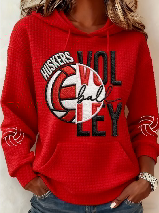 Women's Volleyball Print Casual Hooded Sweatshirt