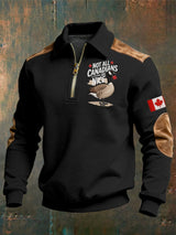 Men's casual Canadian Print Zipper Sweatshirt