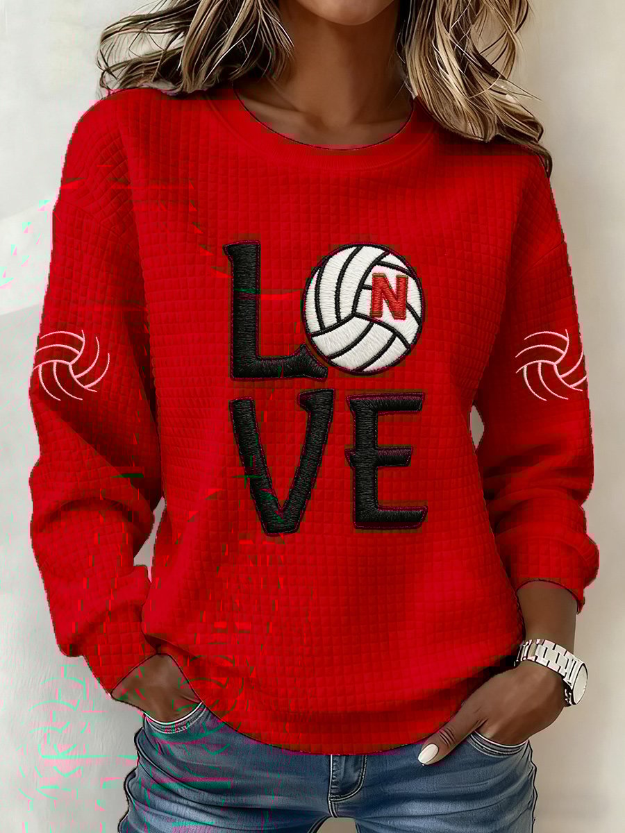 Women'S Retro Volleyball Print Long Sleeve Sweatshirt