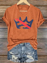 🔥Buy 3 Get 15% Off🔥V-neck Women's  America has no kings Printed Casual T-Shirt