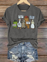 Women's  FDT Cartoon animals printed T-shirt