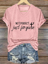 Women's not perfect, just FORGIVEN  Print Caasual T-shirt
