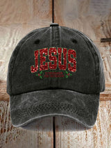 Christmas Jesus Faith Sequin Print Baseball Cap
