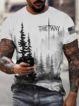 Men's Retro The Way Cross Print Casual Tee