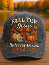 Fall For Jesus, He Never Leaves The Vintage Baseball Cap