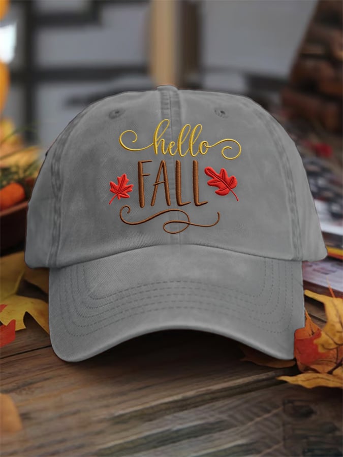 Hello Fall Print Baseball Cap
