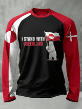 Men's Retro I Stand With Greenland Print T-Shirt