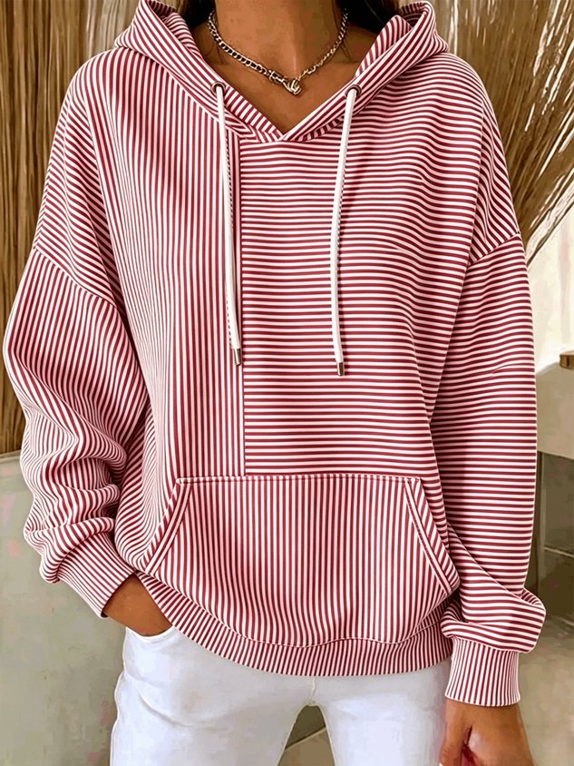 New Arrivals🔥Women Striped Long Sleeve Casual Daily Spring/Fall Hoodie
