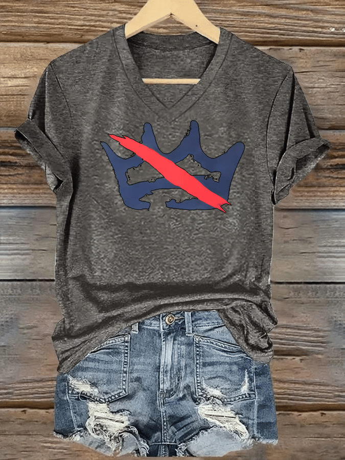 🔥Buy 3 Get 15% Off🔥Women's FDT NO KINGS Printed Casual V-Neck T-Shirt