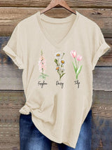 Women's FDT Retro Flowers Print T-Shirt