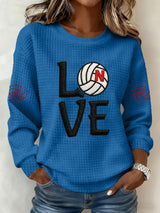 Women'S Retro Volleyball Print Long Sleeve Sweatshirt