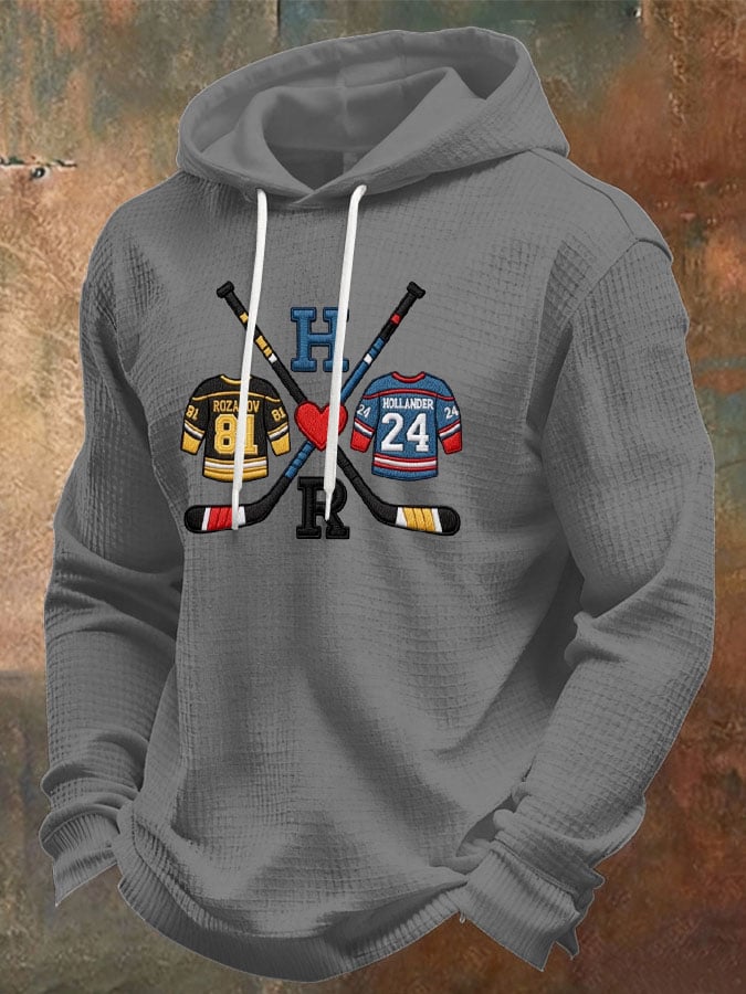 Men's Hockey Romance Waffle Hoodie