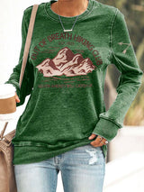 Women'S Retro Out of Breath Hiking Club Go On Ahead I Will Catch Up Print Sweatshirt