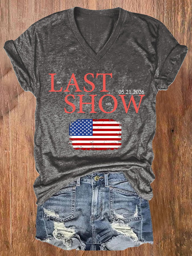 🔥Buy 3 Get 15% Off🔥V-Neck Retro Last Show Print T-Shirt