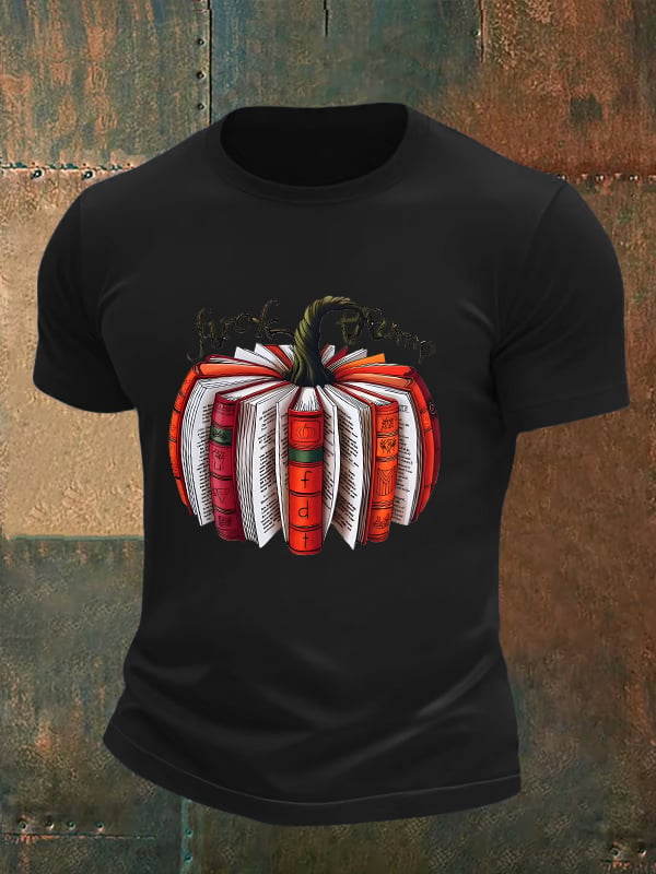 🔥Buy 3 Get 15% Off🔥Men's  Fall Book Pumpkin DTF transfer - FDT, Fall Aesthetic print  T-Shirt