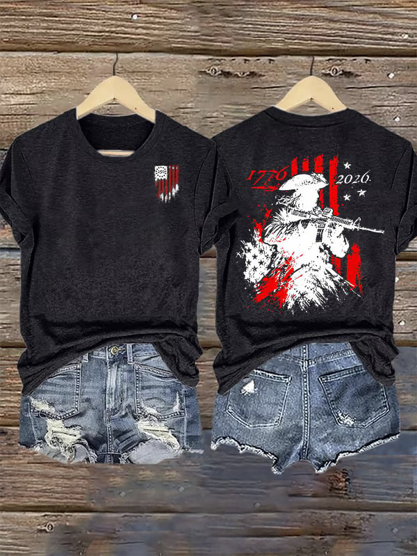 Women's  250th Anniversary Distressed American Flag 2-sided Shirt