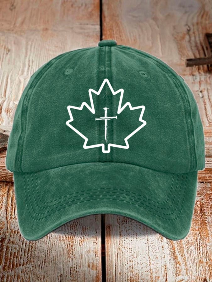Unisex Leaf Cross Print Baseball Cap