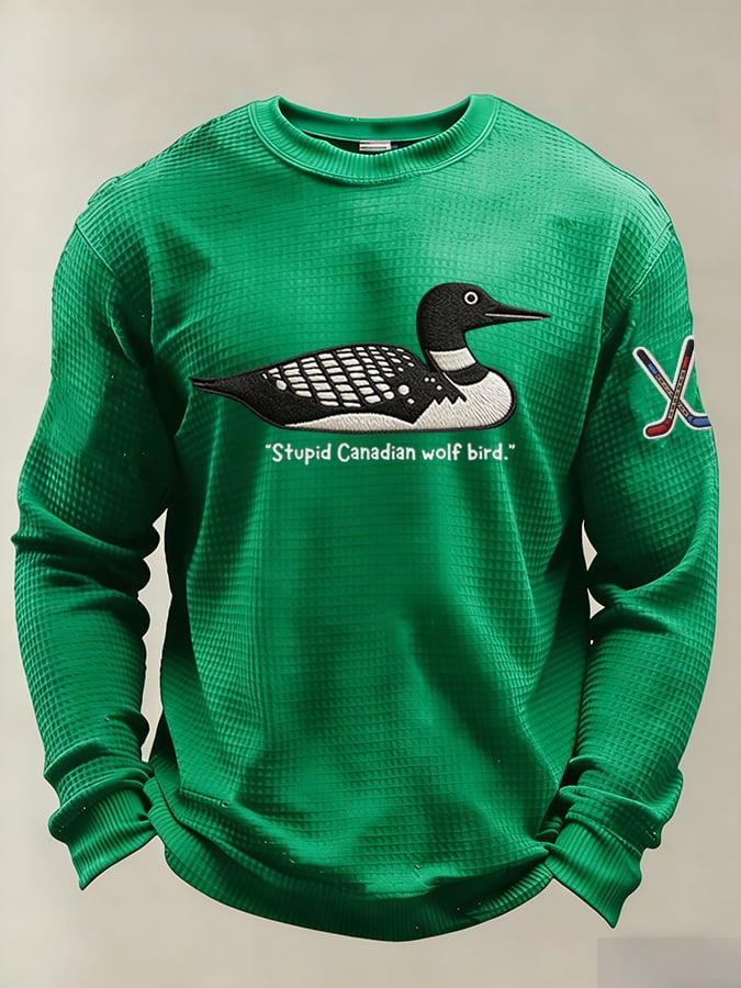 Men's Stupid Canadian wolf bird  Print Long-Sleeved T-Shirt
