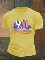 Men's WE WILL NEVER FORGET Print Crew-Neck T-Shirt