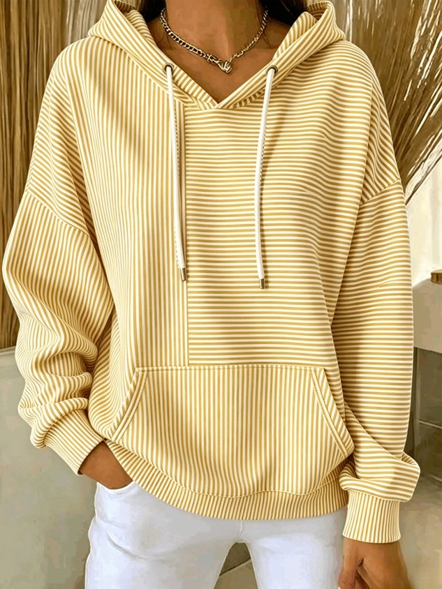 New Arrivals🔥Women Striped Long Sleeve Casual Daily Spring/Fall Hoodie