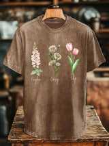 Unisex Floral Fdt Washed Cotton T-Shirt