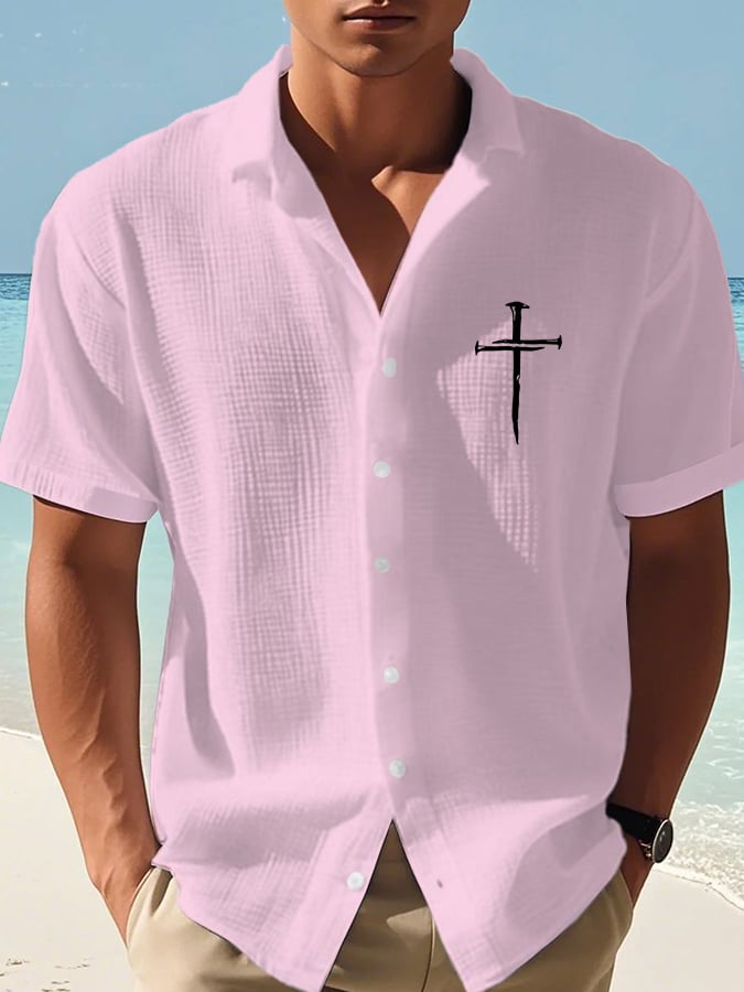 Men's Faith Cross Print Waffle Shirt