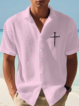 Men's Faith Cross Print Waffle Shirt