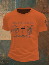 Men's  Life Gave Me Some Lemons, But My Jesus Turned Them Into Lemonade Faith  Printed Shirt