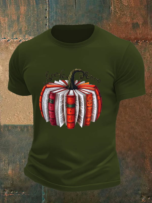 🔥Buy 3 Get 15% Off🔥Men's  Fall Book Pumpkin DTF transfer - FDT, Fall Aesthetic print  T-Shirt