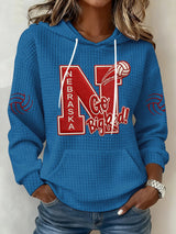Women's Vintage Volleyball Print Hoodie